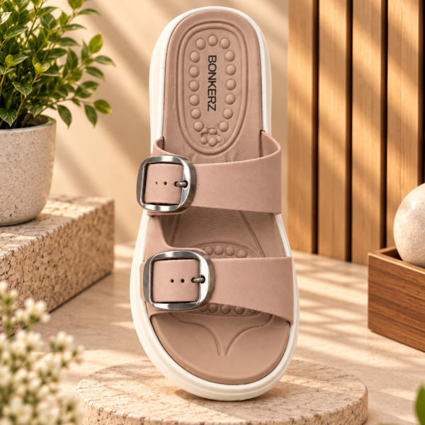 BONKERZ WALKER Women's Black & Light Grey Buckle Sandals