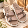 BONKERZ WALKER Women's Black & Light Grey Buckle Sandals