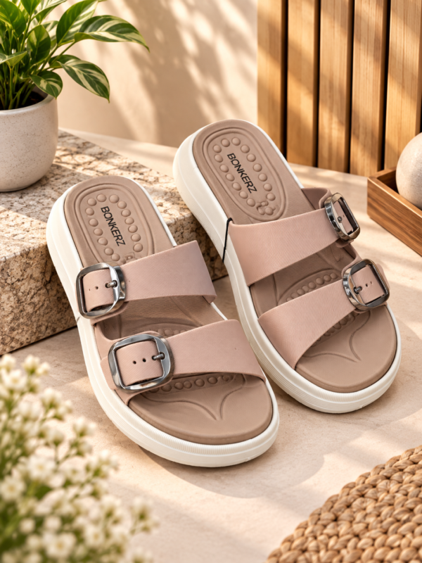 BONKERZ WALKER Women's Black & Light Grey Buckle Sandals