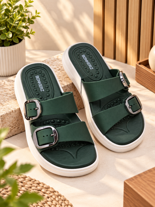BONKERZ WALKER Women's Black & Light Grey Buckle Sandals