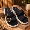 BONKERZ WALKER Women's Black & Light Grey Buckle Sandals