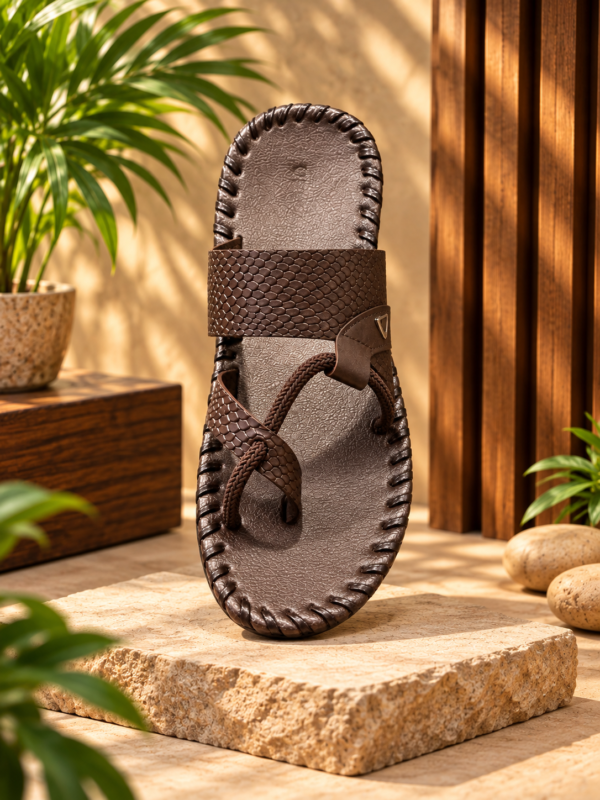 Velochi Men’s Brown Woven Strap Casual Slipper