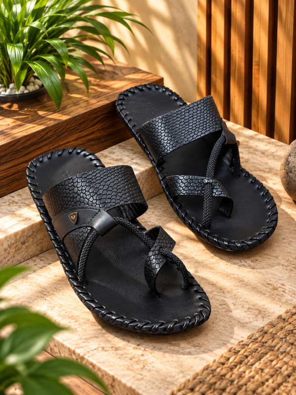 Velochi Men’s Brown Woven Strap Casual Slipper