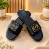 D&Y Women’s Black Embellished Slip-On Sandals