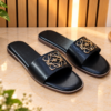 D&Y Women’s Black Embellished Slip-On Sandals