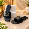 D&Y Women’s Black Embellished Slip-On Sandals