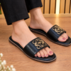 D&Y Women’s Black Embellished Slip-On Sandals