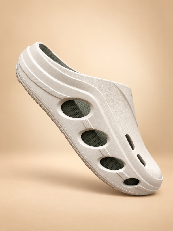 ABROS Men's Beige Slip-On Walker Clogs with Ventilated Design