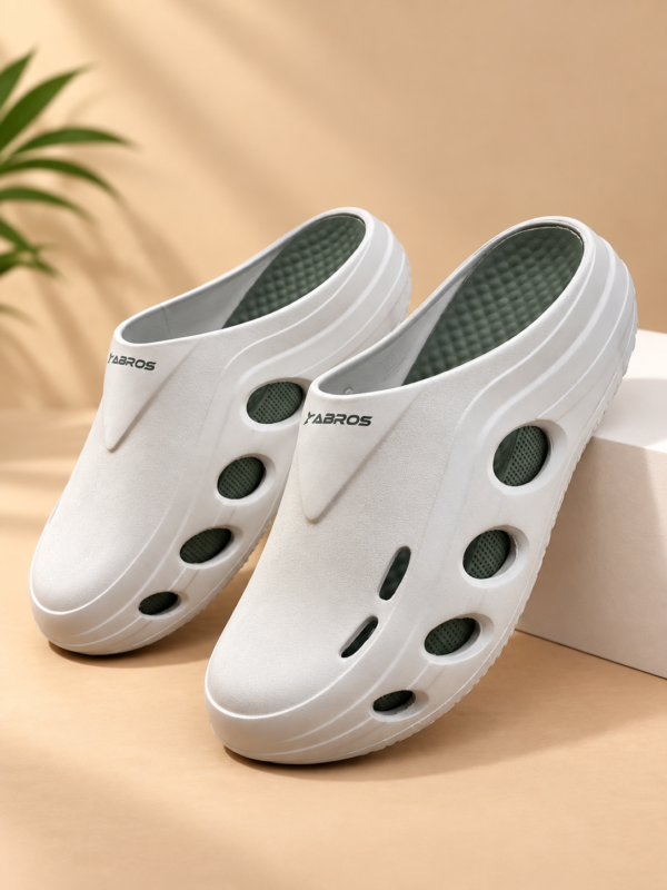 ABROS Men's Beige Slip-On Walker Clogs with Ventilated Design