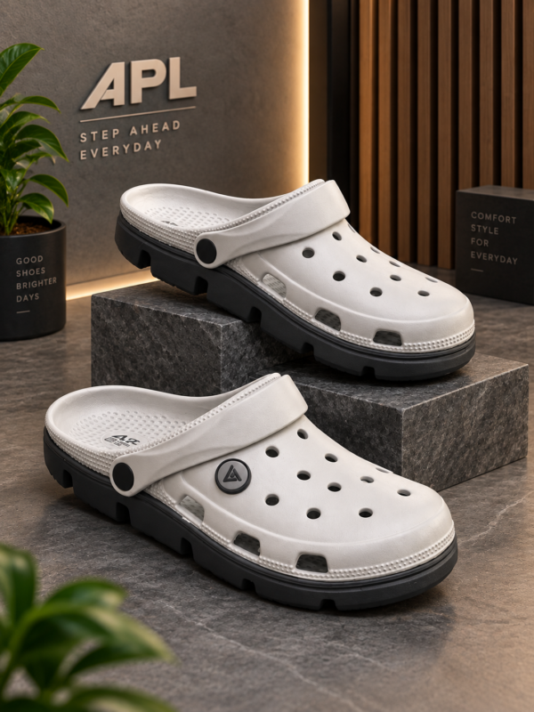 APL Men’s White & Dark Grey Clog Walker with Heel Strap