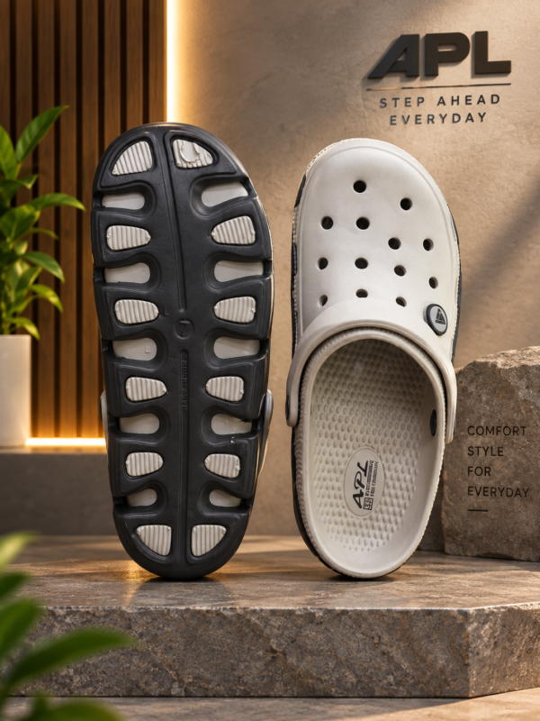APL Men’s White & Dark Grey Clog Walker with Heel Strap