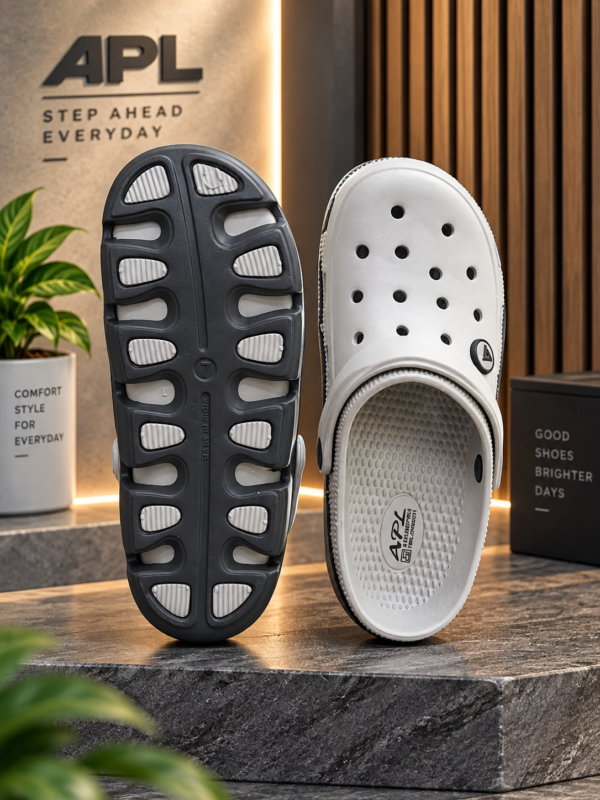 APL Men’s White & Dark Grey Clog Walker with Heel Strap
