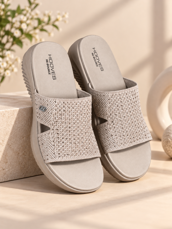 Hooves Grey Textured Slip-On Slides for Girls