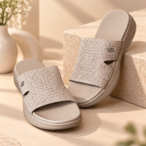 Hooves Grey Textured Slip-On Slides for Girls