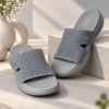 Hooves Grey Textured Slip-On Slides for Girls