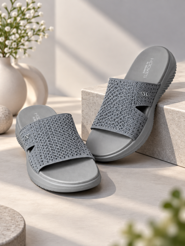 Hooves Grey Textured Slip-On Slides for Girls
