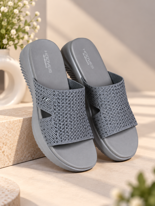 Hooves Grey Textured Slip-On Slides for Girls