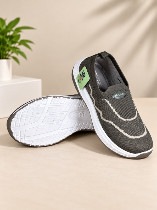 W-WELCO Women’s Grey Slip-On Casual Walking Shoes