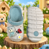 QINUO Little Bear Kids Crocs – Grey & Sky Blue