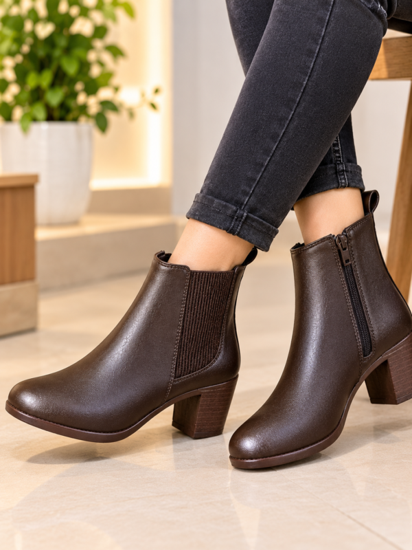 CARRIE Luxe Brown Ankle Boots