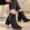CARRIE Black Luxe Chain Ankle Boots