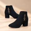CARRIE Black Luxe Chain Ankle Boots