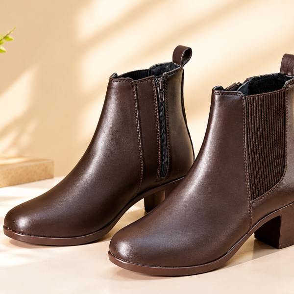 CARRIE Luxe Brown Ankle Boots