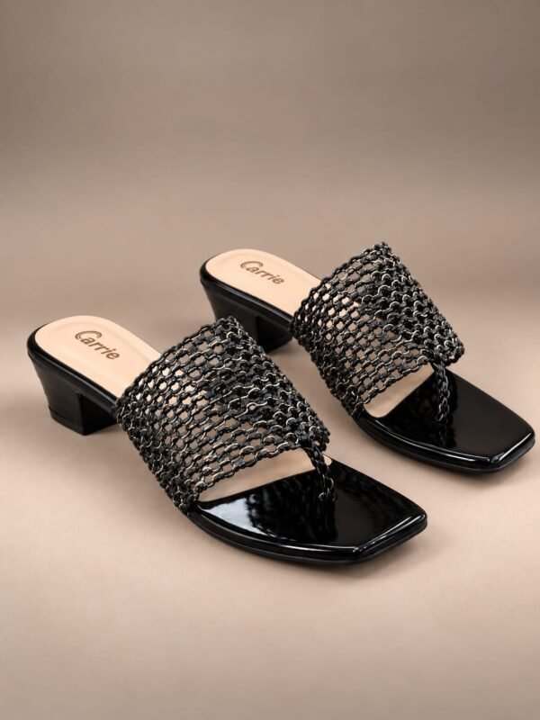 Carrie Woven Chic Black Sandals