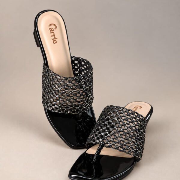 Carrie Woven Chic Black Sandals