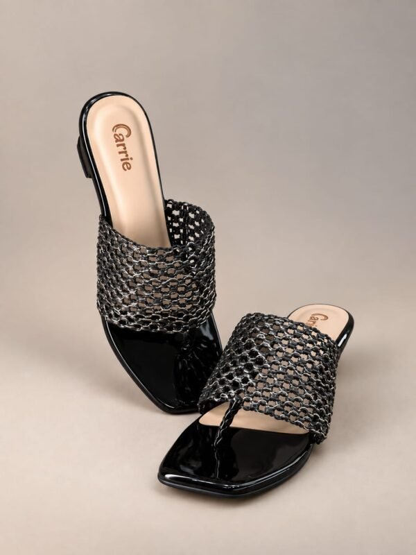 Carrie Woven Chic Black Sandals